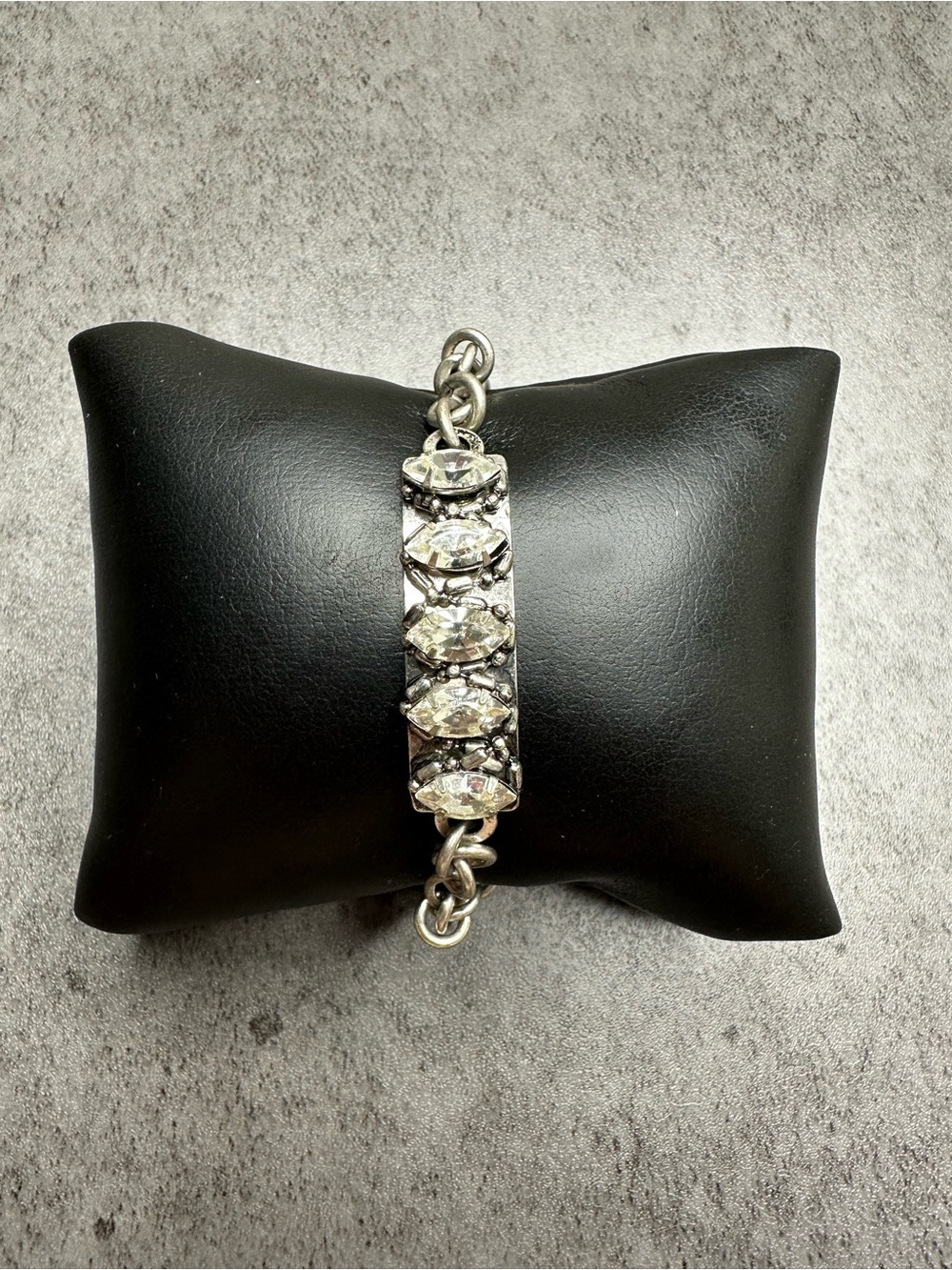 DANNIJO Linsala Crystal Statement Chain Bracelet Silver Tone Rhinestone